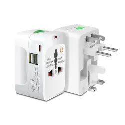 2 USB Universal Travel Adapter with Built in Dual USB Charger Ports Plug