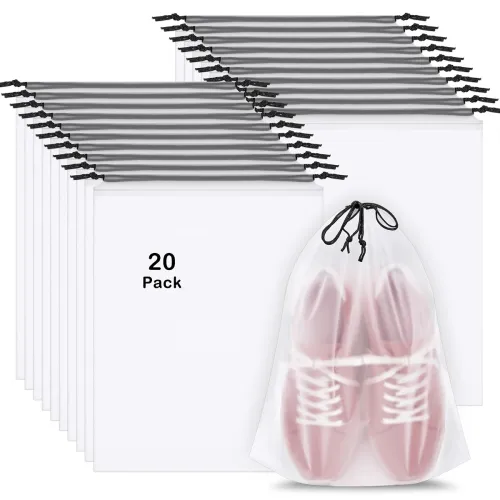 Image of 20/50 Pack Shoe Bags for Travel, Translucent, Large, Shoe Bags for Travel