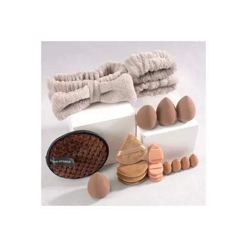 Image of 20 Pcs Brown Makeup Sponge & Puff Set | Soft, Lightweight Cosmetic Blenders for Cream, Liquid & Powder Makeup 