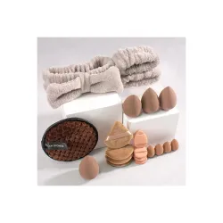 20 Pcs Brown Makeup Sponge & Puff Set | Soft, Lightweight Cosmetic Blenders for Cream, Liquid & Powder Makeup 