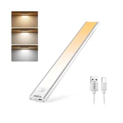 20 cm Rechargeable Motion Sensor LED Light for Wardrobe, Closet & Cabinet, Magnetic Under Cabinet Light with 3 Color Modes, Kitchen, Drawer, Shelf, Staircase & Garage Lighting
