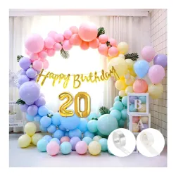 20th Pastel Happy Birthday Decoration for Girls Kids Boys with Glitter Golden Happy Birthday Banner, Pastel Balloons, Gl