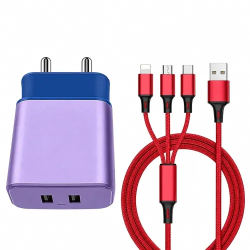 Image of 20W Dual USB Wall Charger with 3-in-1 Braided Cable
