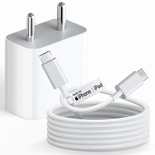 Image of 20W USB-C Charger with C to C Cable (MFi, Fast Charging, iPhone/iPad Compatible)