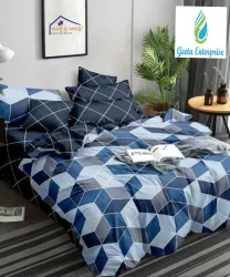 210 Tc Fitted Cotton Bedsheet (Elastic) with 2 Pillow Covers, Multicolor