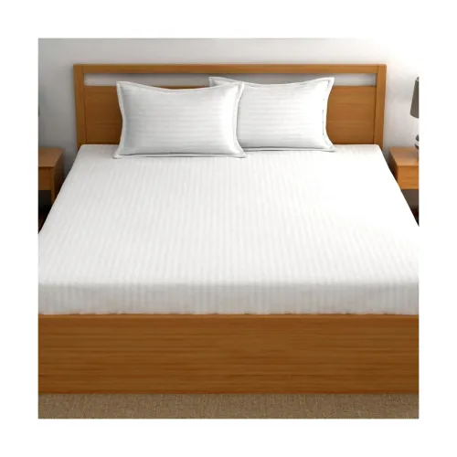 Image of 220 Cotton Elastic Fitted Bedsheet for Double Bed with Two Pillow Covers