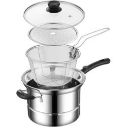 22cm Non-Stick Multifunctional Fry Pot with Lid