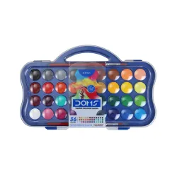 DOMS Non-Toxic 23mm Water Colour Cake Set with 2 Paint Brushes (36 Assorted Shades x 3 Set) (DM7429P3)