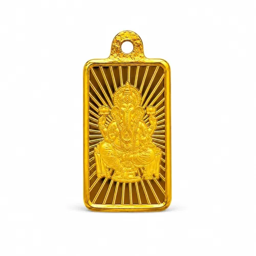 Image of 24 Karat (999) Pure 1 g Gold Bar Pendant - Ganesha | IBJA | BIS Hallmarked