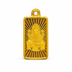 24 Karat (999) Pure 1 g Gold Bar Pendant - Ganesha | IBJA | BIS Hallmarked