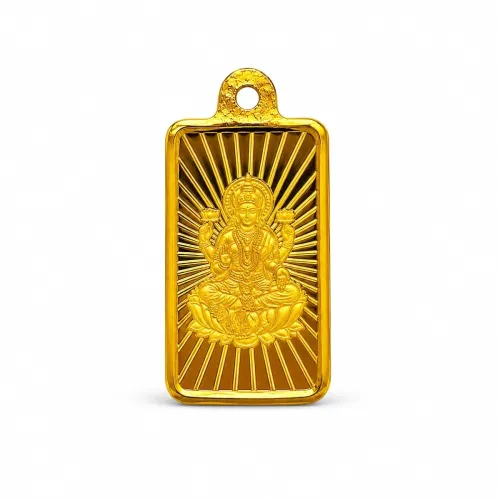 Image of 24 Karat (999) Pure 2 g Gold Bar Pendant - Laxmiji