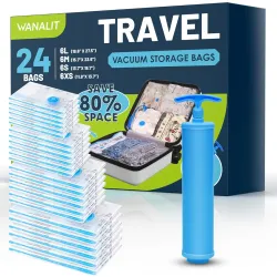 24-Pack Travel Vacuum Storage Bags
