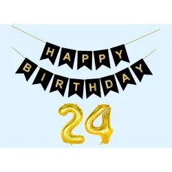 24th Birthday Black Decoration Kit