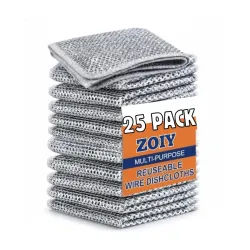 25 Pack Non-Scratch Wire Dishcloth, Steel Scrubber for Utensils Cleaning