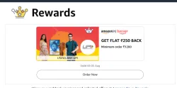 Amazon bazaar Reward: ₹250 back On Order above ₹1200