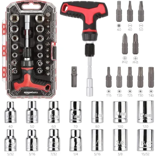 Image of amazon basics 27-Piece Magnetic Ratchet Wrench and Screwdriver Set Ratchet Wrench and Screwdriver Set