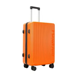 28 Inch Orange ABS Zippered Luggage Set 360° Spinner Wheels TSA Lock Suitcase