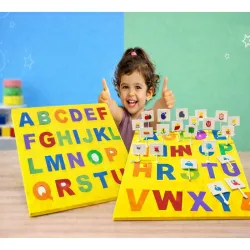 2 in 1 Puzzles for Toddlers | Educational Board Game ABCD,Alphabet Board for Kids 1-3+ Years | ABCD Puzzle with Removabl