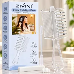 2-in-1 Hair Oil Applicator Comb with 7 Metal Roller Tips