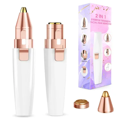 Image of 2-in-1 Rechargeable Facial Hair Remover & Eyebrow Trimmer