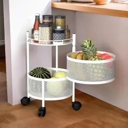 2-Layer 360° Revolving Kitchen Storage Rack (White)
