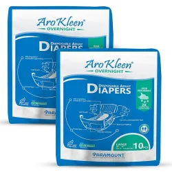 2X DUAL CORE DUAL POWER OVERNIGHT Adult Diapers for Babies, Tape Style With Odour Lock & Anti-Bacterial High Absorbent (ADL), Size: (L) WAIST SIZE:101-150CM(40\'-59\')-PACK OF 2(20 COUNT)