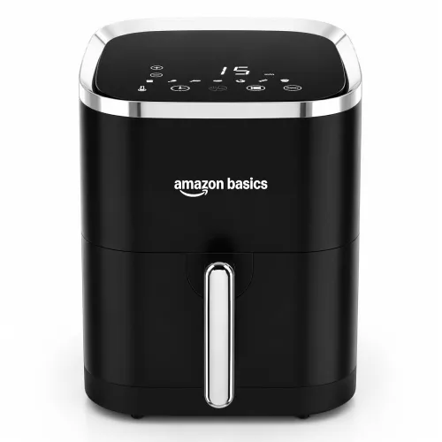 Image of Amazon Basics 3.5L Electric Air Fryer | 1200 W | Temp. Settings Up to 200°C | 7 Pre-set Options | 360° High Speed Air Ci