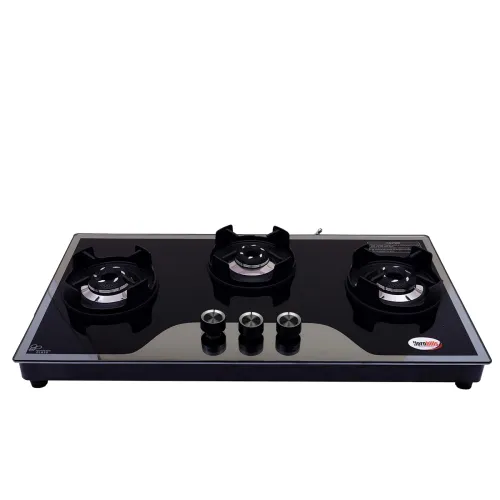Image of HORNBILLS 3 Burner HOB Design Mild Steel FRAME CROWN Pan Support MIRROR With ALLOY BLACK BURNER