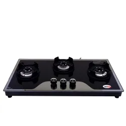 HORNBILLS 3 Burner HOB Design Mild Steel FRAME CROWN Pan Support MIRROR With ALLOY BLACK BURNER