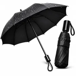 3 Fold Effortless Open & Close Umbrella for Rain & Sun Protection | SPF100++ UV Protection | Portable Foldable Umbrella for Travel | 43 Inch Wide Canopy, Windproof Auto Open Close Umbrellas