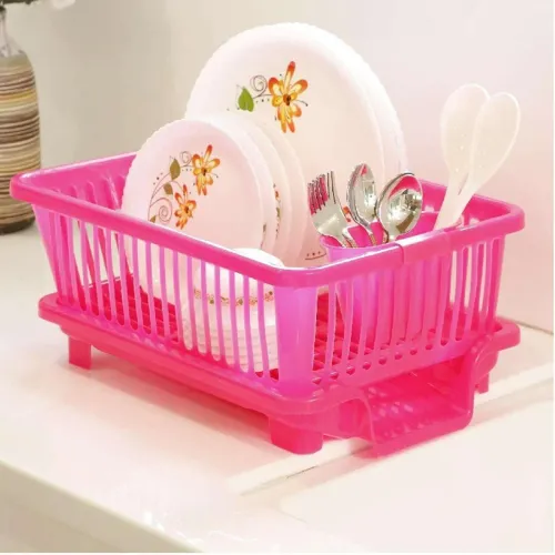 Image of 3 in 1 Large Sink Set Dish Rack Drainer Drying Rack Washing Basket