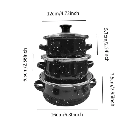Image of 3 Pieces Enamelware Pot Set 