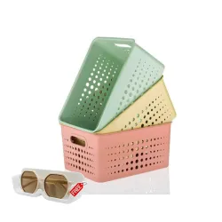 3 Pieces Plastic Storage Basket Free 1 Wall Eyeglasses Holder (Pack of 3)