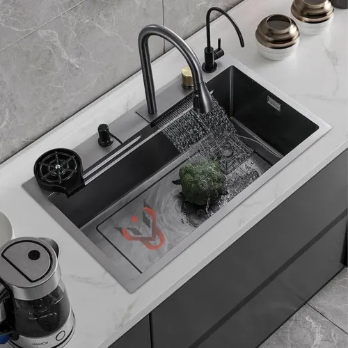 Image of 304 Grade Stainless Steel Kitchen Sink Pull-Down Faucet Set