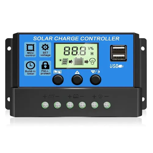 Image of 30A PWM Solar Charge Controller 12V 24V Dual USB Solar Panel Battery