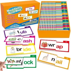 30PCS Read and Rhyme Flip Books, Interesting Word Family Flip Books, ABC Vocabulary Cards, Sight Words Flash Cards Kindergarten, Read and Rhyme Flip Activity Book