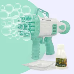 32 Hole Electric Gatling Bubble Maker Machine Gun with Liquid Soap Solution Indoor and Outdoor Toys for Kids Toddlers Girls Boys Bubble Blower Launcher | PoPo Toys®