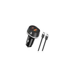 32W+20W Fast Car Charger with Dual Output (32W Type C PD & 20W USB-A QC3.0) Compatible with All Cars Smartphones & Tablets (Black)