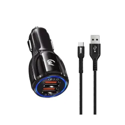 33W Dual Port Car Charger, QC 3.0 Fast Charging, USB-A 18W + 15W
