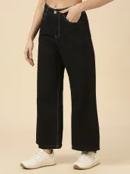 3BUTTERFLIES Women Flared High Rise Black Jeans
