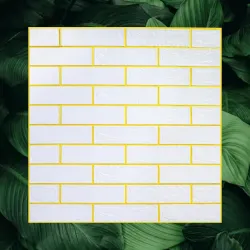 3D Brick Wallpaper - Self Adhesive PE Foam Brick Design Wall Stickers/DIY Wallpaper for Home Hotel Living Room Bedroom & Café (70 x 77cm, Appx. 5.8Sq Feet) (Golden Design Line, 5)