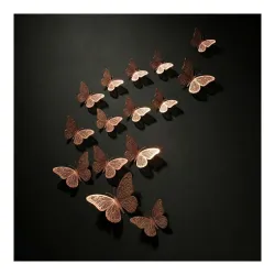 3D Butterfly Wall Stickers Set of 12 (Rose Gold)