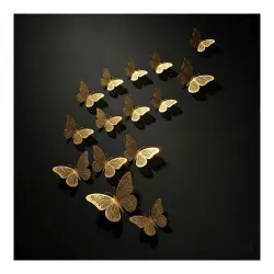 3D Butterfly Wall Stickers Set of 12 (Gold)