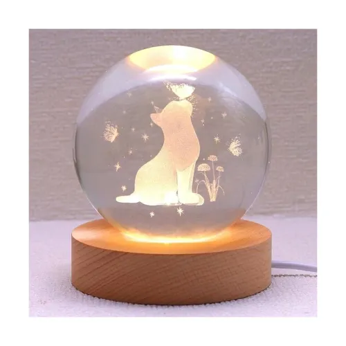 Image of 3D Cat Figurine Crystal Ball Lamp