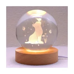 3D Cat Figurine Crystal Ball Lamp