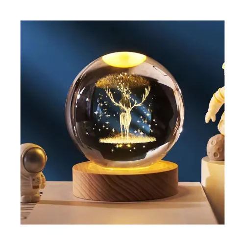 Image of 3D Deer Crystal Ball Lamp