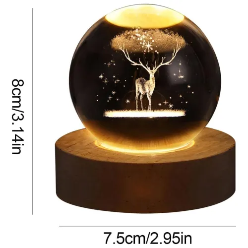 Image of 3D Galaxy Crystal Ball Night Light | Dimmable Engraved LED Glass Ball Table Lamp