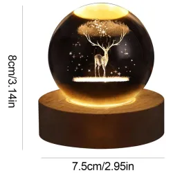 3D Galaxy Crystal Ball Night Light | Dimmable Engraved LED Glass Ball Table Lamp