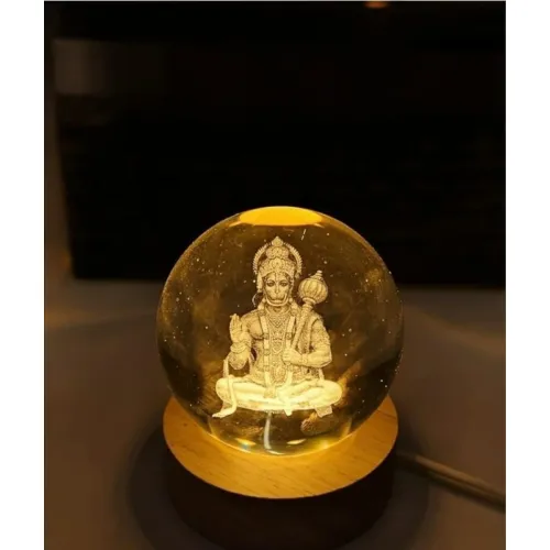 Image of 3D Hanuman Crystal Ball Light with Warm LED Illumination