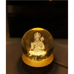3D Hanuman Crystal Ball Light with Warm LED Illumination